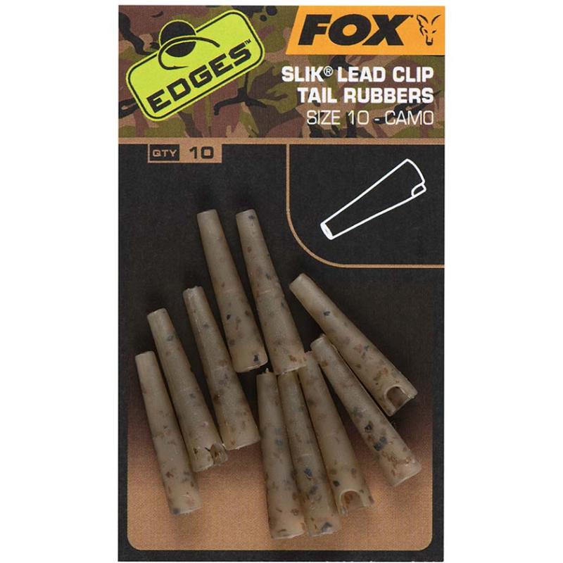 Fox Edges Camo Taille 10 Slik caoutchouc de queue de clip de plomb