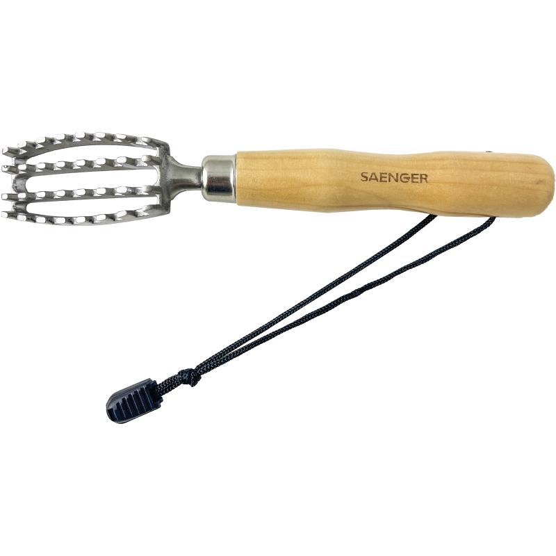 Sänger professional stainless steel fish scaler with wood size. 20 cm
