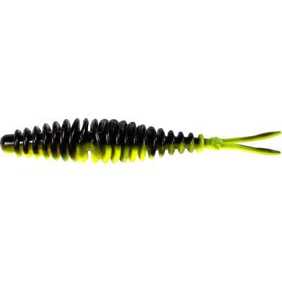 Magic Trout T-Worm 1g V-Tail neon gelb / schwarz Käse 6,5cm 6 Stück
