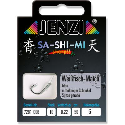 JENZI Weißfisch-Matchhaken SA-SHI-MI Gebunden Gr.6 0,22mm 50cm