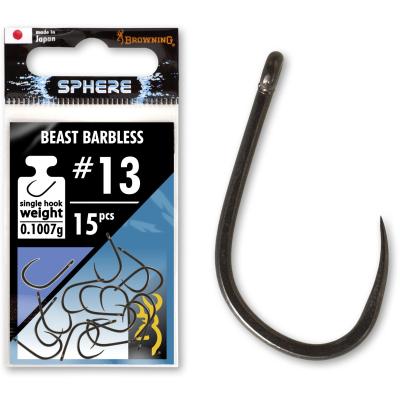 Browning #12 Sphere Beast Barbless Haken mit Öhr black nickel 15Stück