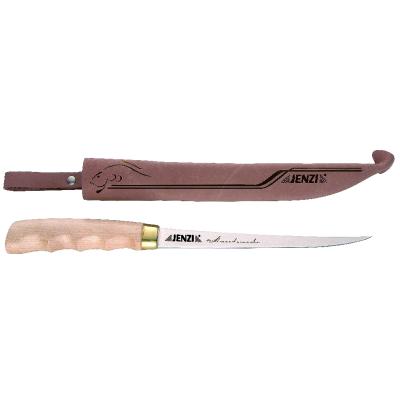 JENZI outdoor filleting knife, with leather sheath, blade 15cm