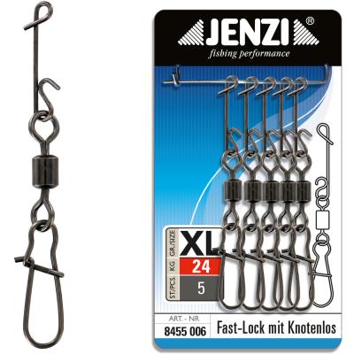 JENZI NO KNOT-Verbinder mit Fast-Lock Karabiner-Wirbel Groß 24 Kg