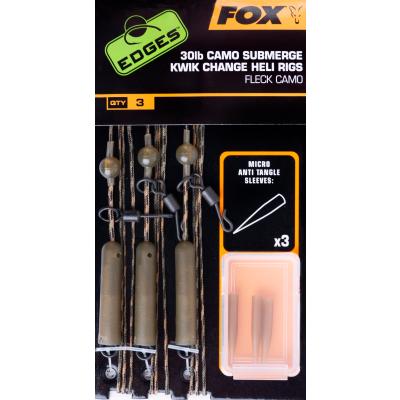 FOX Edges Brown Submerge 30lb Lead Clip Rig Kit x 3 inc Kwik Change Kit
