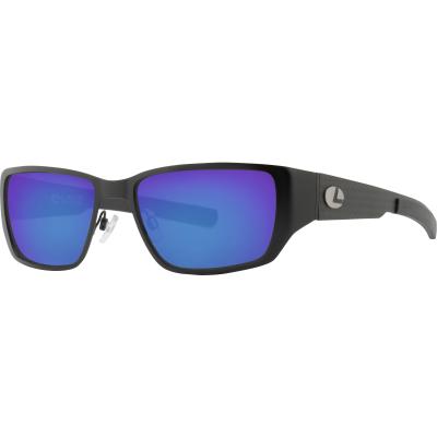 Lenz Ponoi Titan / Carbon Sunglasses Black w / Blue Mirror Lens