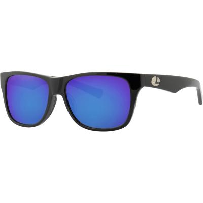 Lenz Tay Acetate Sunglasses Black w / Blue Mirror Lens