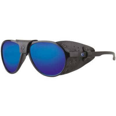 Lenz Spotter Discover zonnebril zwart mat met pistoolblauwe spiegel